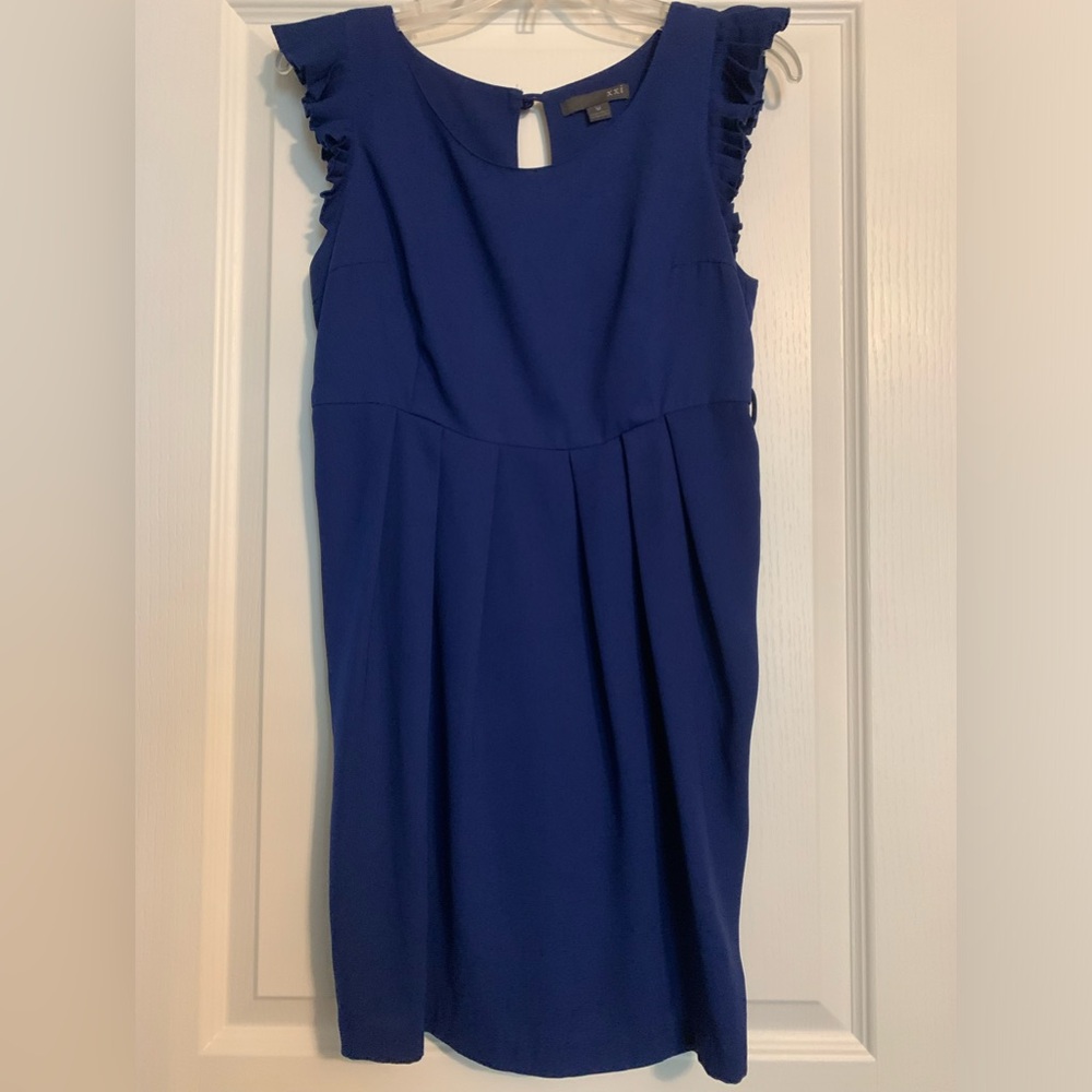 Forever 21 xxi Cobalt Dark Blue Pleated Flutter Sleeve Mini Dress Size Medium